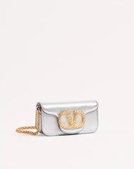 Valentino Garavani Locò Small Shoulder Bag In Laminated Calfskin With Jewel Logo