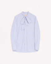 Valentino Cotton Poplin Shirt With Scarf Collar And VLogo Embroidery