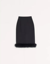 Crepe Couture Midi Skirt with Feathers