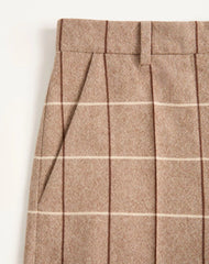 Wool Trousers With Windowpane Check Pattern