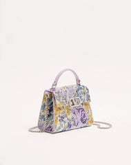 Valentino Garavani Mini Vsling Handbag With Flowerism Rhinestone Motif And Jewel Logo