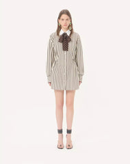 Short Dress In Printed Striped Poplin