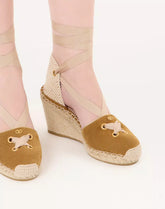 Resort Wedge In Split Leather 75Mm