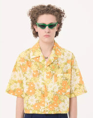Valentino Cotton Bowling Shirt With Papier Floral Print