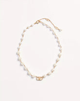 Vlogo Signature Necklace In Metal And Glass Beads