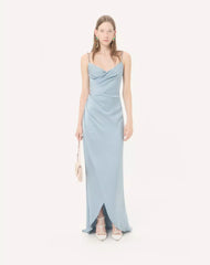 Long Dress In Embroidered Cady Satin