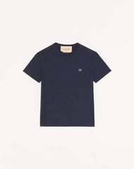 Valentino Cotton T-Shirt With VLogo Embroidery