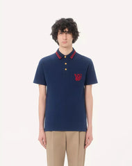 Cotton Piqué Polo Shirt With Vg Embroidery