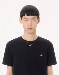 Valentino Cotton T-Shirt With VLogo Embroidery