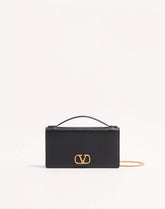 VLogo Signature Grainy Calfskin Wallet With Chain
