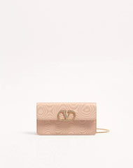 VLogo Signature Chain Wallet In Moiré Fabric With Jewel Logo