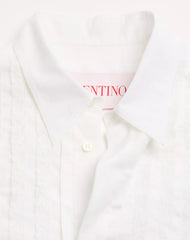 Cotton Muslin Shirt With Plastron And Lace Details