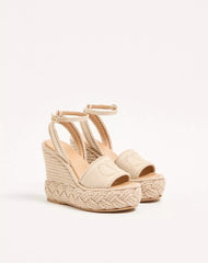 VLogo Torchon Wedge Sandal In Linen Canvas 130Mm
