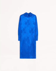 Midi Dress In Shiny-Matte Flowerism Sunflowers Jacquard