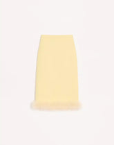 Crepe Couture Midi Skirt with Feathers