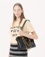 Cotton Jersey T-Shirt With Panther Lady Print