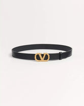 VLogo Signature Belt In Shiny Calfskin With Crystals 30 Mm