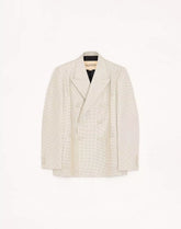 Valentino Double-Breasted Silk Jacket With Plusdepois Jacquard Pattern And Pressed Crease