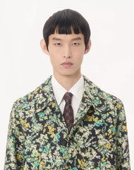 Valentino Single-Breasted Coat In Cotton Drill With Papier Floral Print