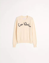 Wool Crewneck Sweater With Chez Valentino Embroidery