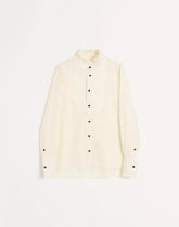Cotton Poplin Shirt With Plastron And Ruffles