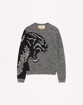 Valentino Cotton And Mouliné Wool Jumper With Panther Jacquard