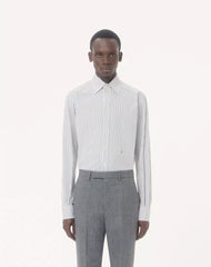 Valentino Cotton Poplin Shirt With Striped VLogo Embroidery