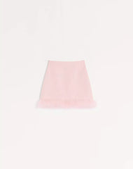 Short Crepe Couture Skirt With Feathers
