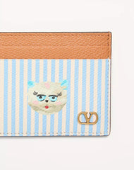Valentino Garavani VLogo Signature Wallet In Grainy Calfskin With Le Chat De La Maison Print