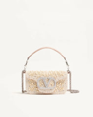 Valentino Garavani Locò Small Shoulder Bag With Pearls, Rhinestones And Jewel Logo