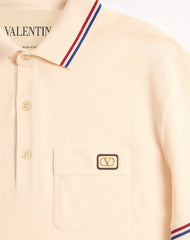 Cotton PiquÃ© Polo Shirt With VLogo Patch