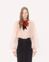 Embroidered Organza Top