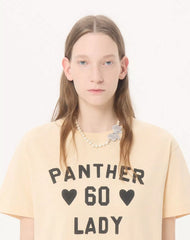 Cotton Jersey T-Shirt With Panther Lady Print