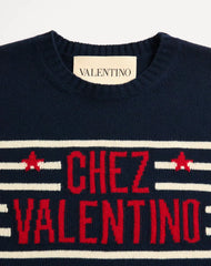 Wool Jumper With Chez Valentino Jacquard Motif