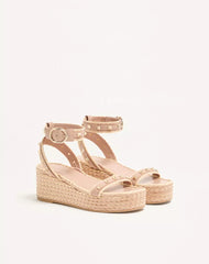Rockstud Flatform Sandal In Calfskin 45Mm