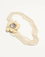 Valentino Fleur Lumineuse Necklace In Metal, Enamel, Pearls And Fabric