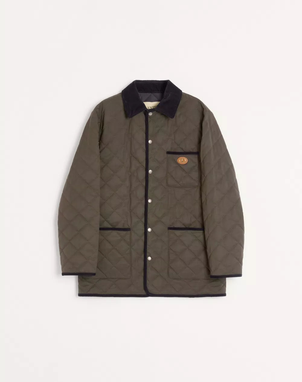 Quilted Nylon Shirt Jacket With Vlogo Patch