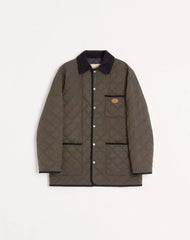 Quilted Nylon Shirt Jacket With Vlogo Patch