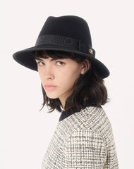VLogo Signature Felt Hat With MoirÃ© Ribbon