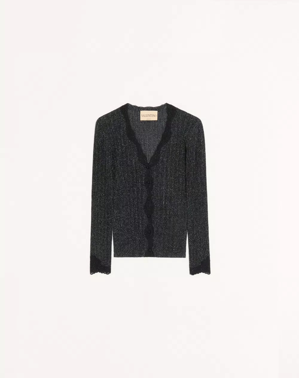 Lurex Knitted Cardigan With Lace