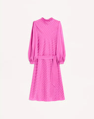 Midi Dress In Shiny-Matte Jacquard With Logo-Stripe