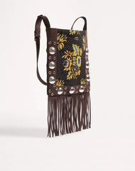 Valentino Garavani NellcÃ´te Shoulder Bag In Jacquard Fabric With Fringes
