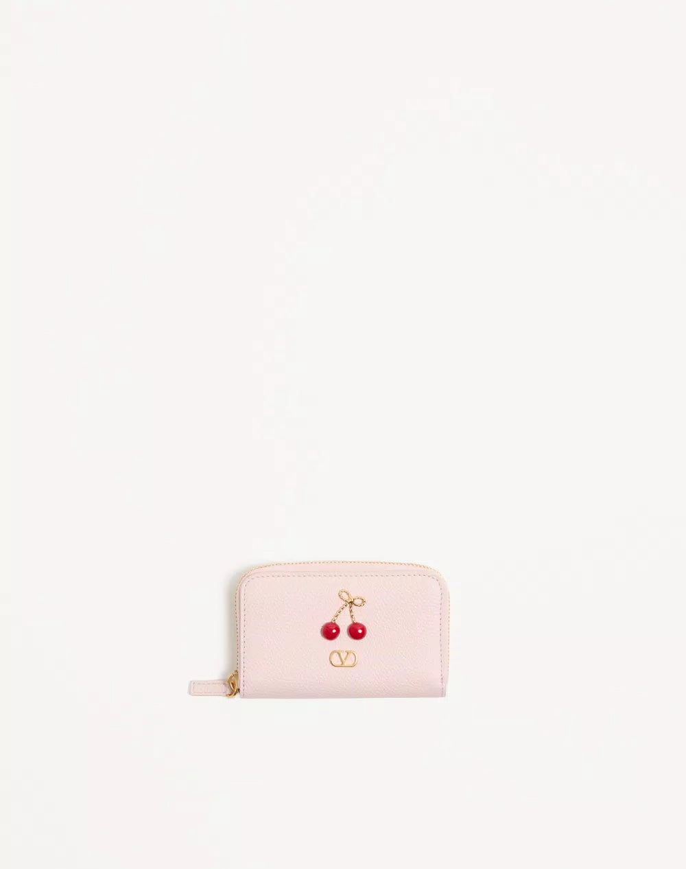 Cherryfic Mini Zip Wallet In Grainy Calfskin