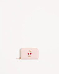 Cherryfic Mini Zip Wallet In Grainy Calfskin