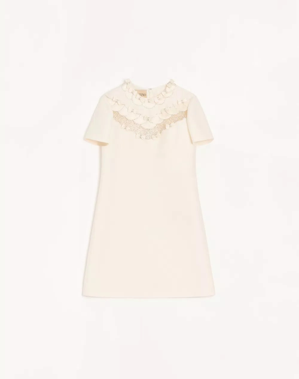 Embroidered Crepe Couture Short Dress