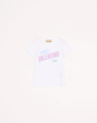 Cotton Jersey T-Shirt With Chez Valentino 1960 Print