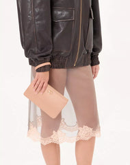 VLogo Signature Clutch In MoirÃ© Fabric With Jewel Logo.