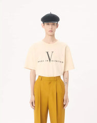 Valentino Cotton T-Shirt With Made In Valentino Print