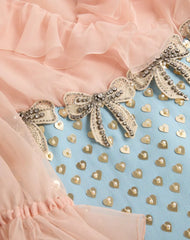 Embroidered Crepe Couture Short Dress