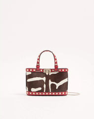 Rockstud Mini Shopping Bag In Pony-Effect Calfskin
